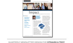 Quarterly Newsletter Design for Strauss & Troy